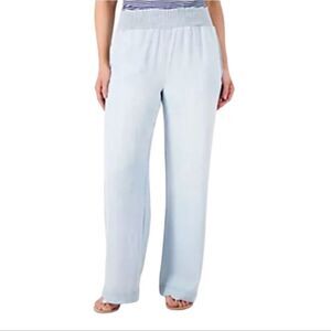 Side Stitch Los Angeles Smocked-Waist Wide-Leg Riviera Wash Light Blue size L